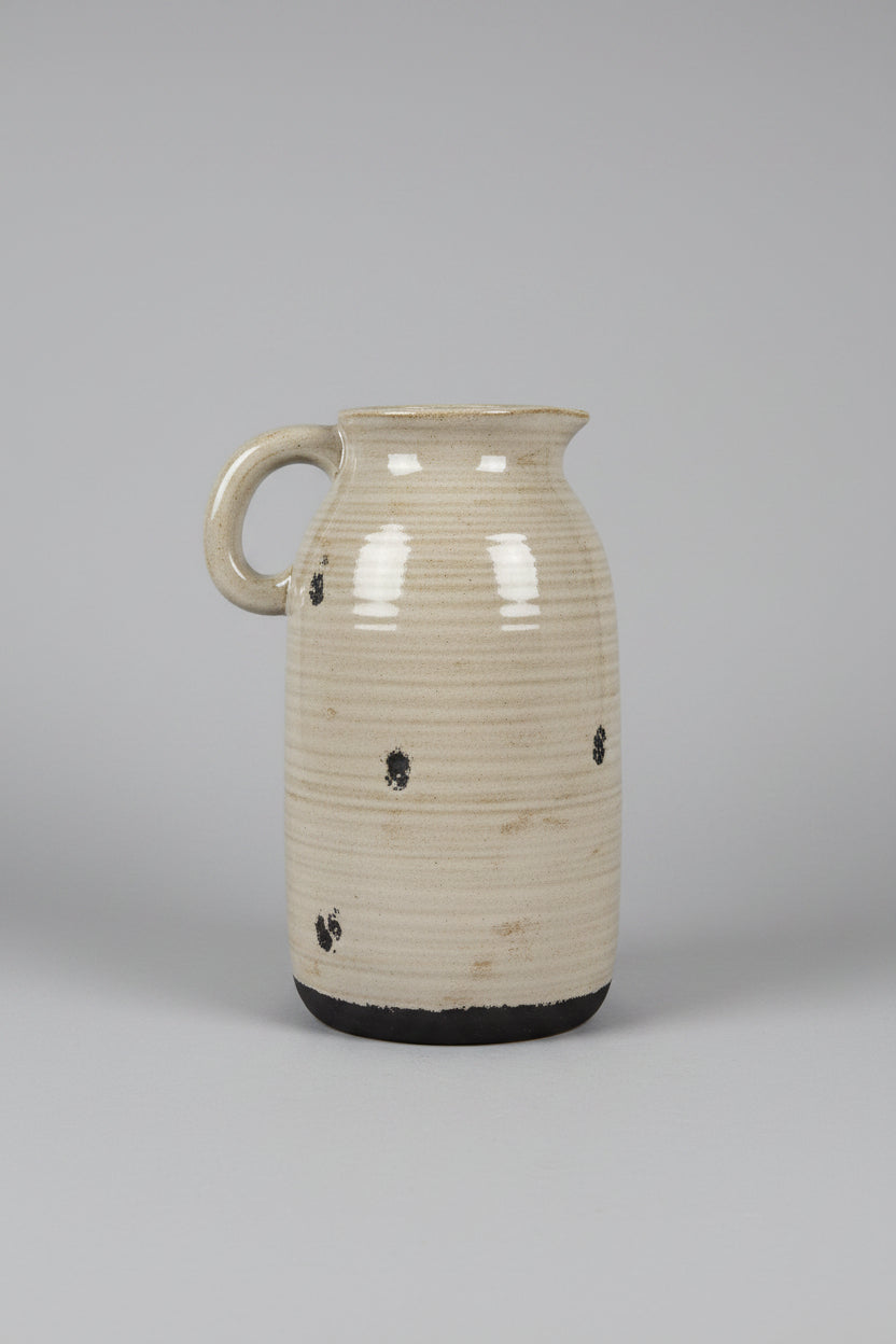 Ribbed Ceramic Pitcher Vase