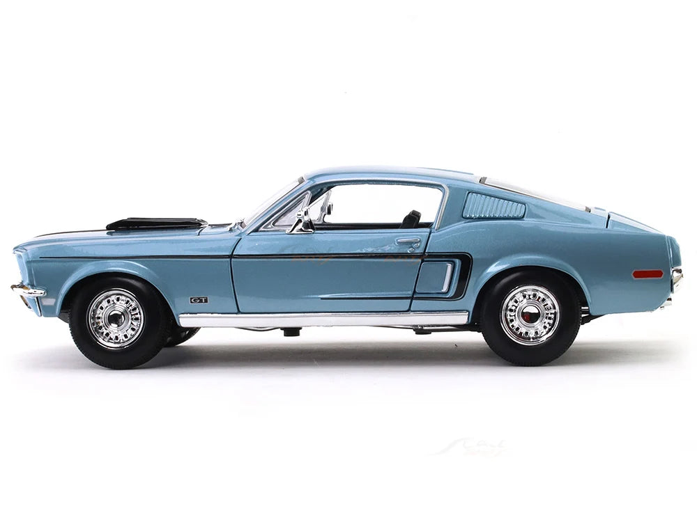 Maisto 1968 Ford Mustang GT Cobra Jet Die-Cast Model Car – Acapulco Blue 1:18 Scale
