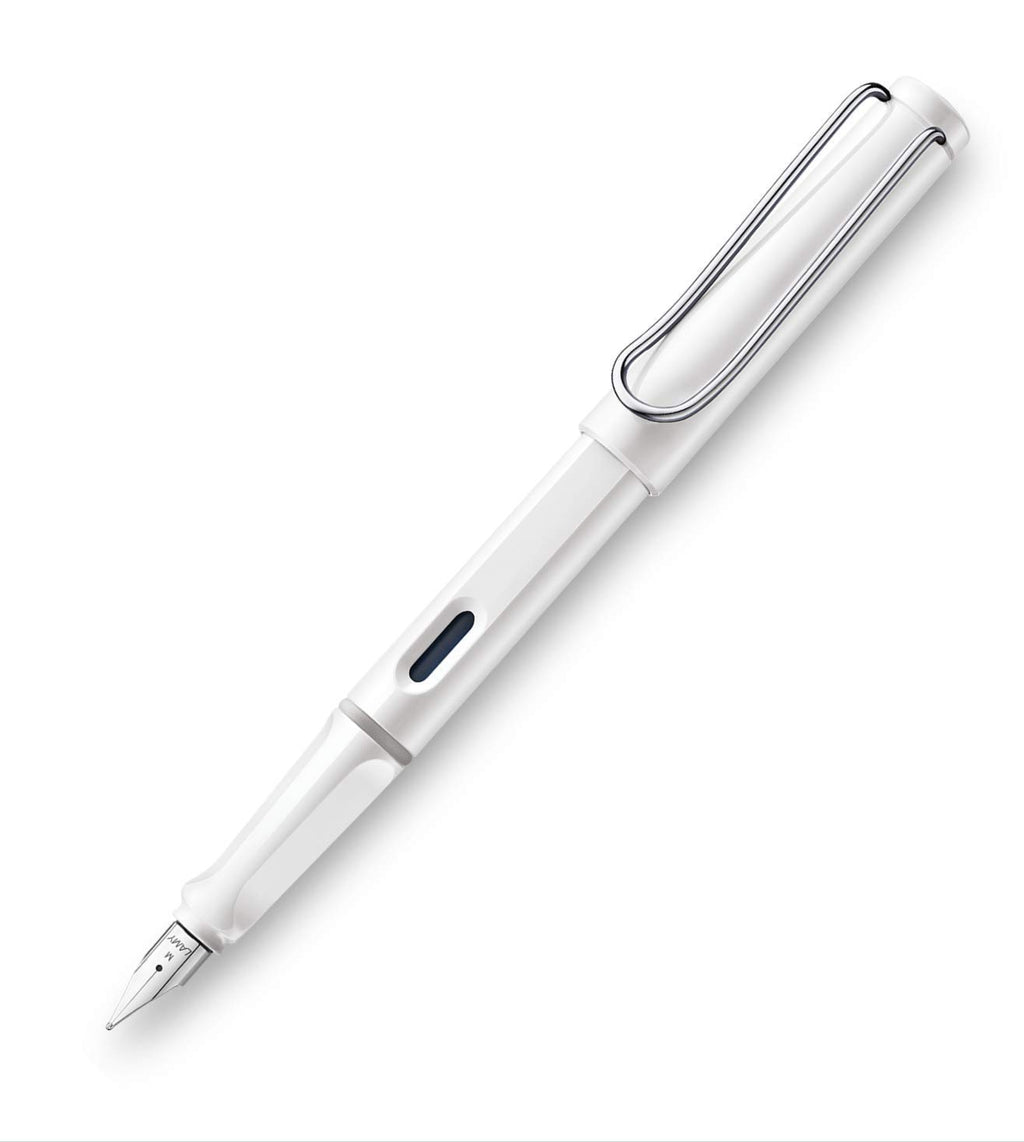 Lamy Safari Fountain Pen Medium Nib | White Body with Metal Clip