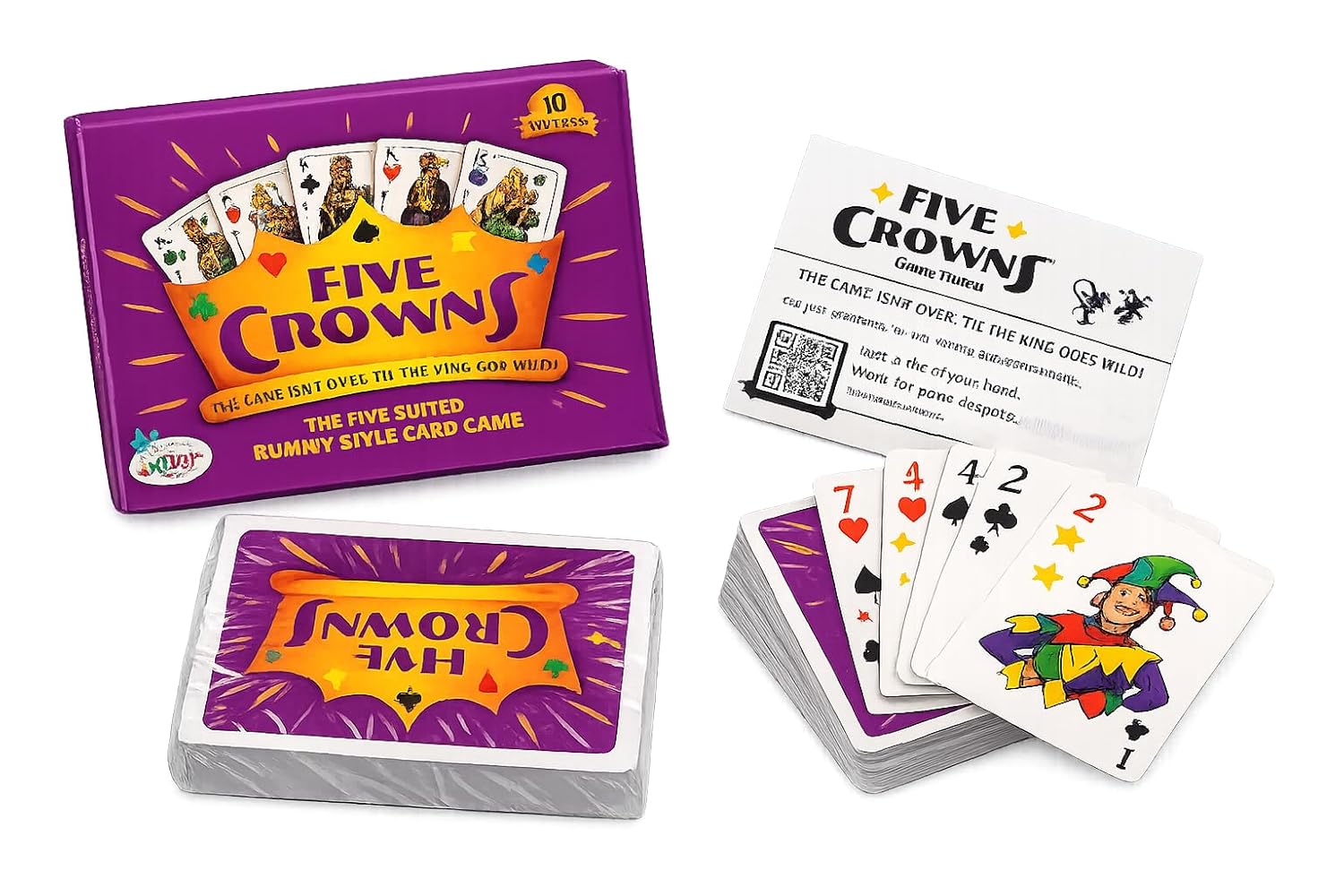 Five Crowns Card Game | Family-Friendly Strategy & Rummy Style Game with 5 Suits – Spades, Clubs, Hearts, Diamonds & Stars