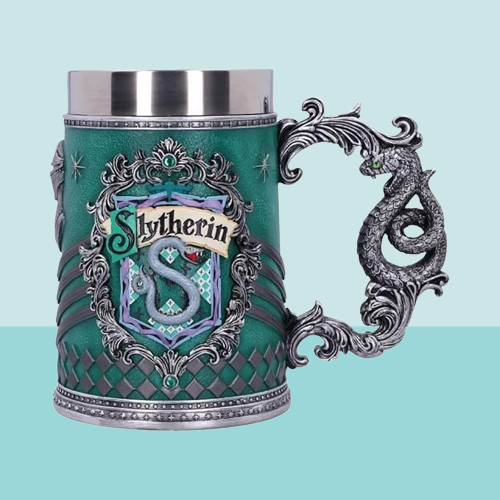 Nemesis Now Harry Potter Slytherin Hogwarts House Collectible Tankard, Green Silver, 15.5cm