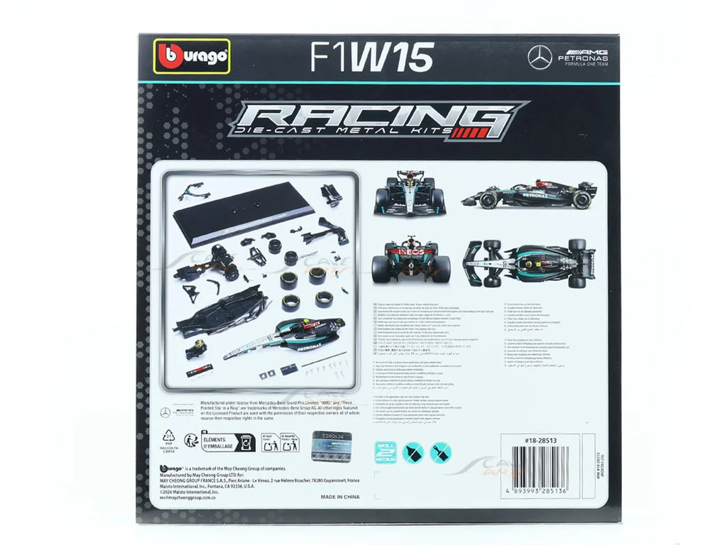 Bburago Mercedes-AMG F1 W15 #44 Lewis Hamilton Die-Cast Model Kit – 1:24 Scale