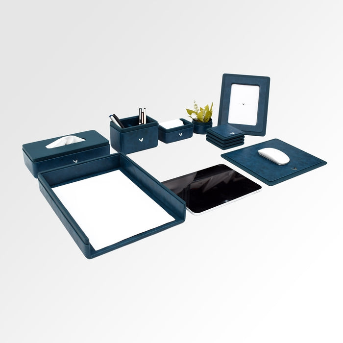 Executive Leather Desk Organizer Set