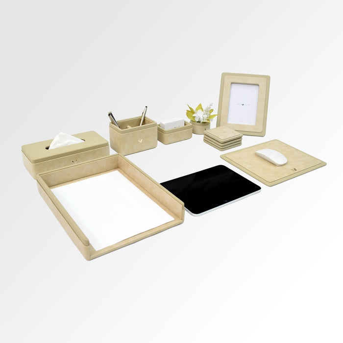 Executive Leather Desk Organizer Set