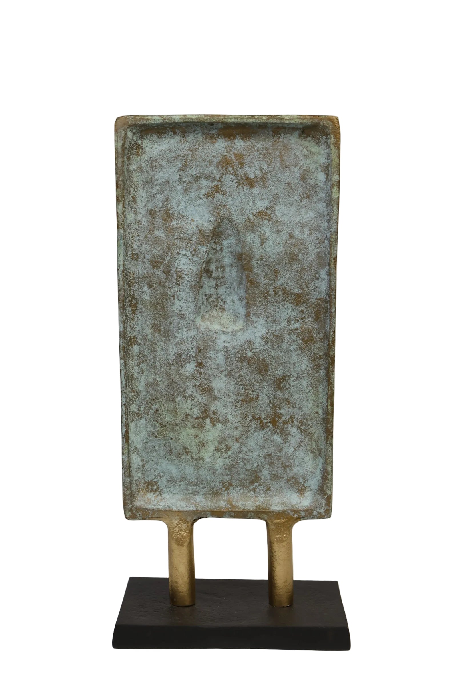 Abstract Tribal Face Mask Sculpture on Stand