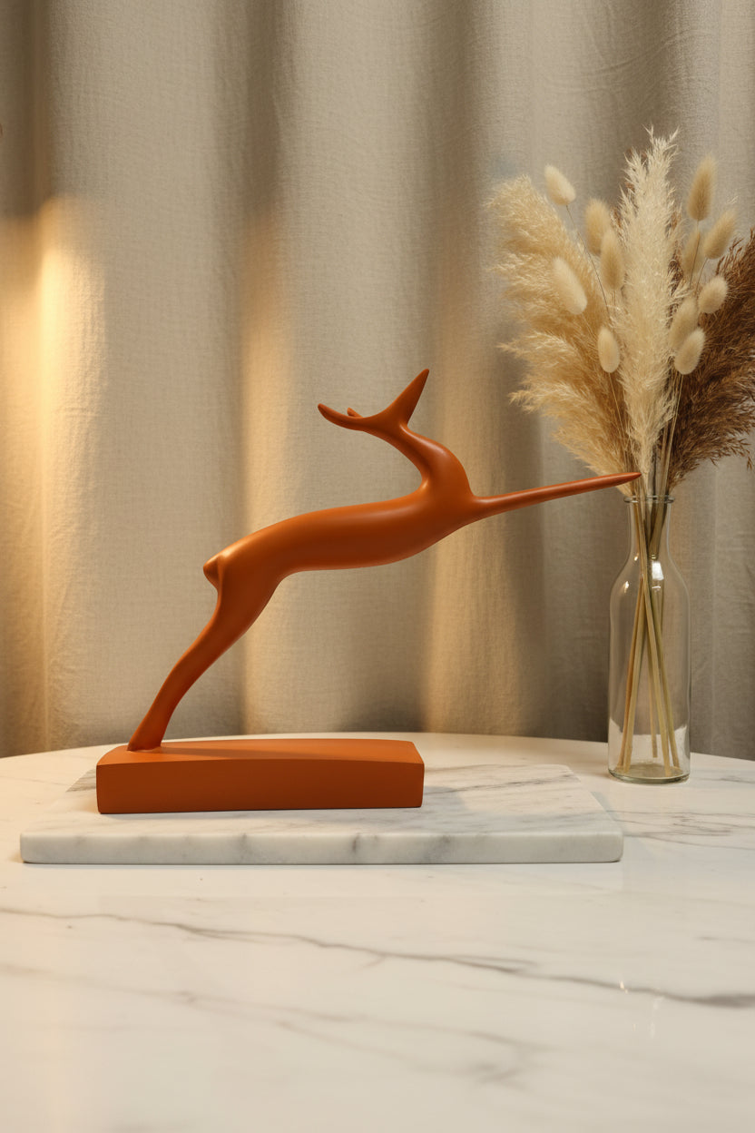 Abstract Leaping Gazelle Sculpture