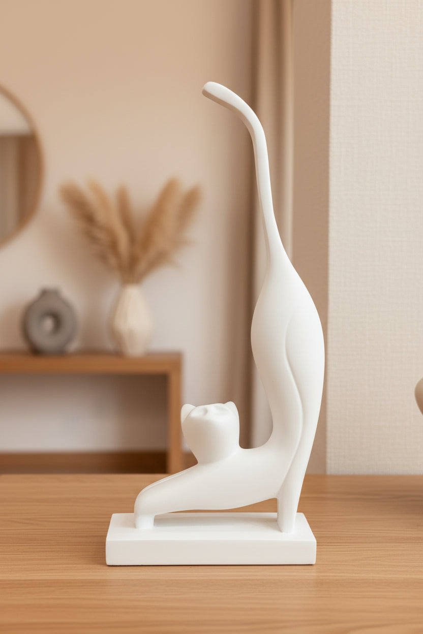 Abstract Stretching Cat Sculpture