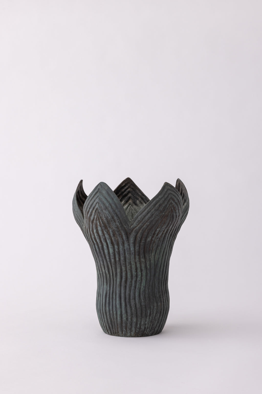Lotus Bud Vase with Ribbed Petal Form