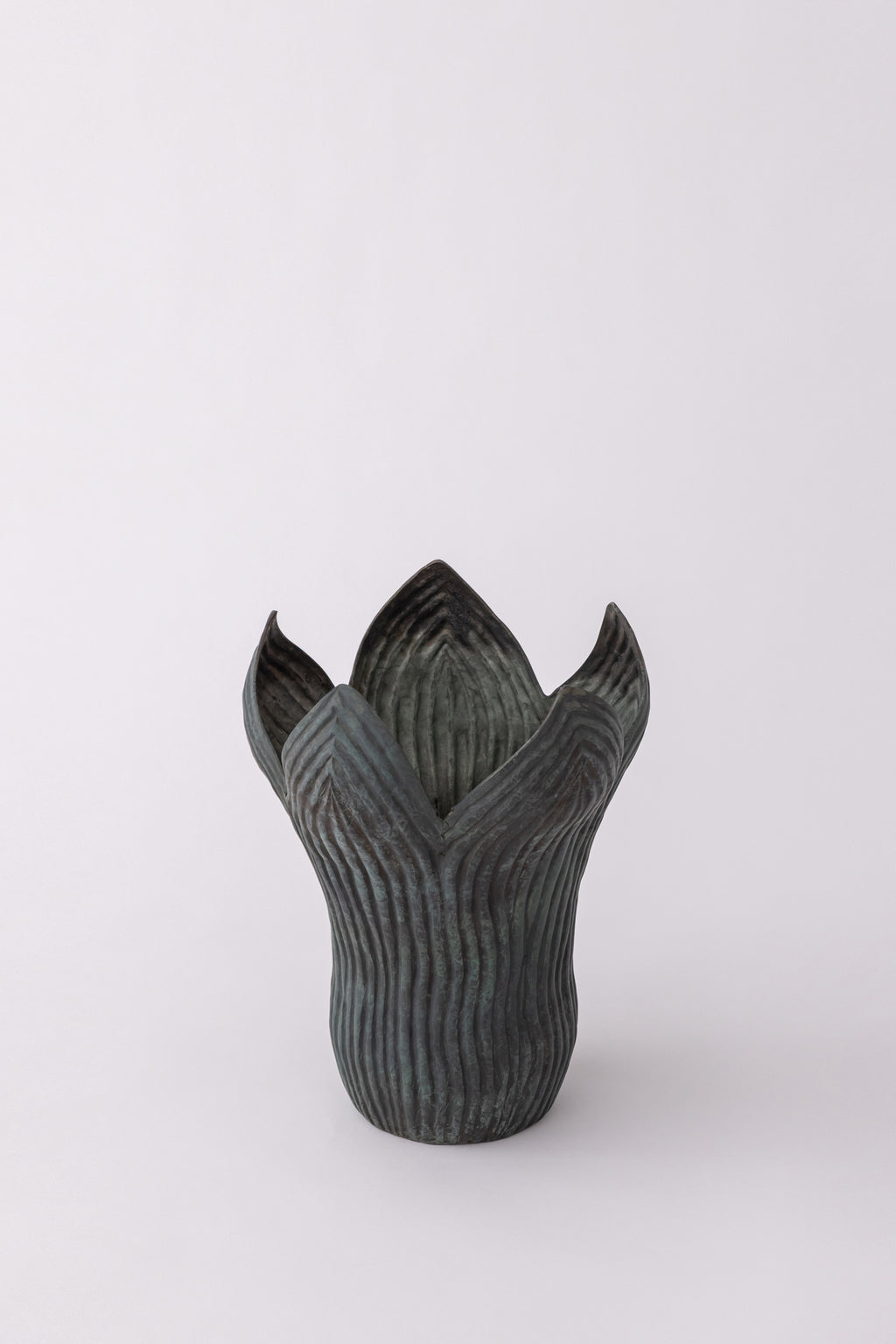 Lotus Bud Vase with Ribbed Petal Form