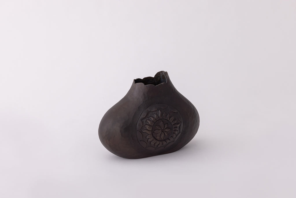 Gourd Form Vase with Sunflower Medallion