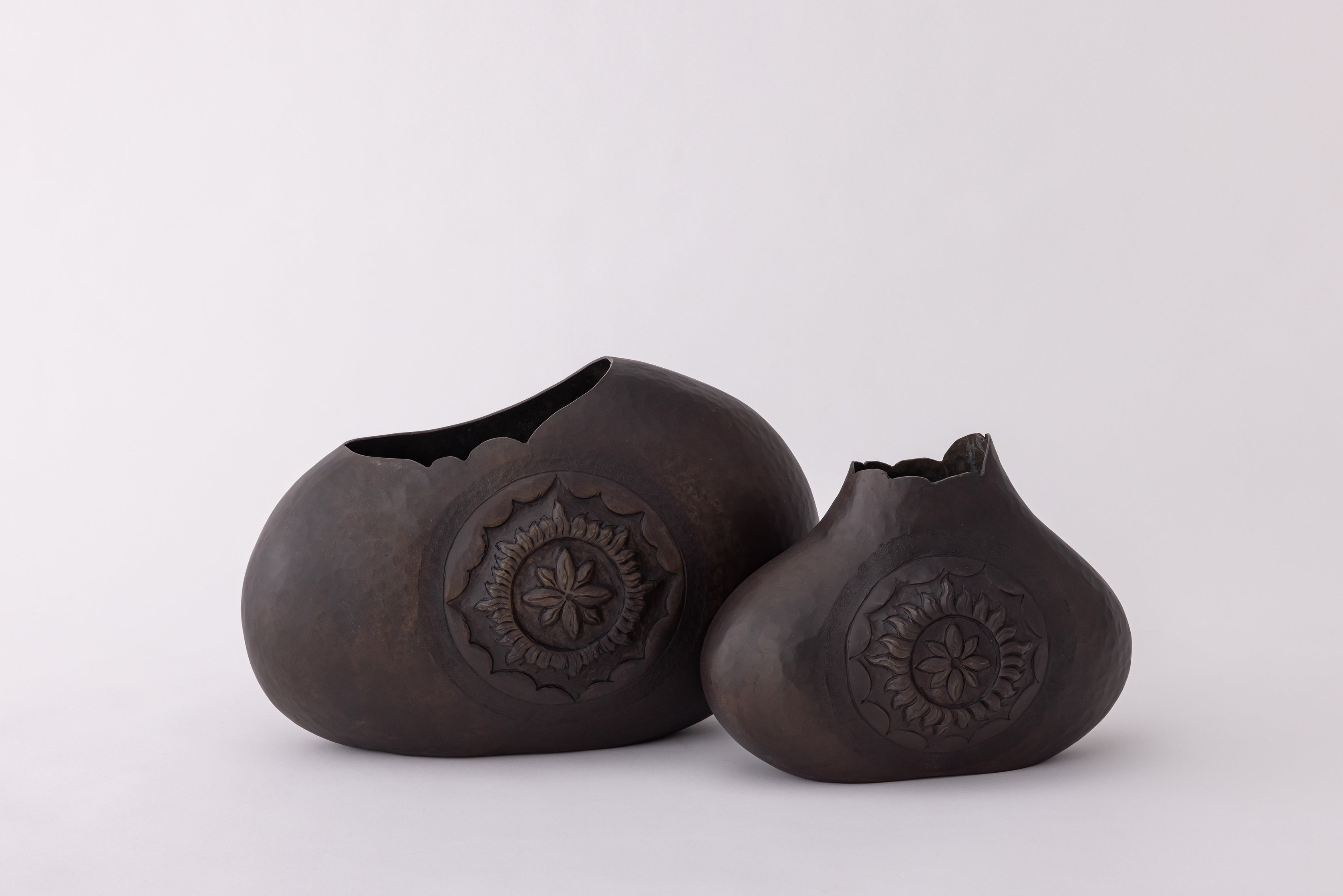 Gourd Form Vase with Sunflower Medallion