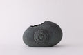 Pebble Form Sculptural Vase with Floral Medallion