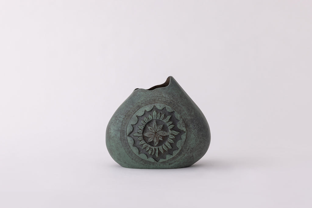 Gourd Form Vase with Sunflower Medallion