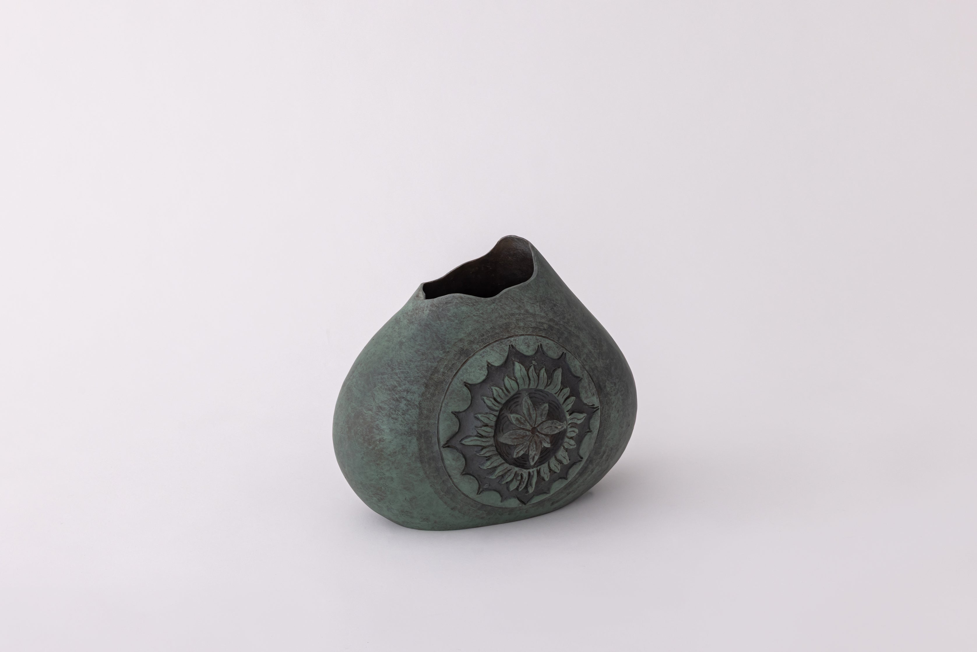 Gourd Form Vase with Sunflower Medallion