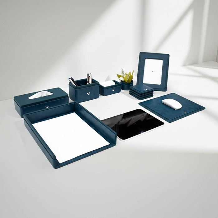 Executive Leather Desk Organizer Set