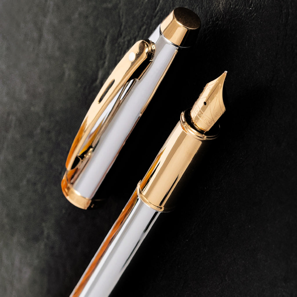Sheaffer 100 Fountain Pen — Bright Chrome (Medium)