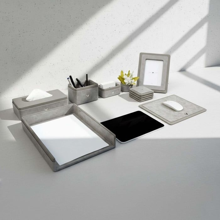 Executive Leather Desk Organizer Set