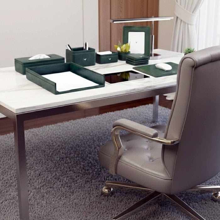 Executive Leather Desk Organizer Set