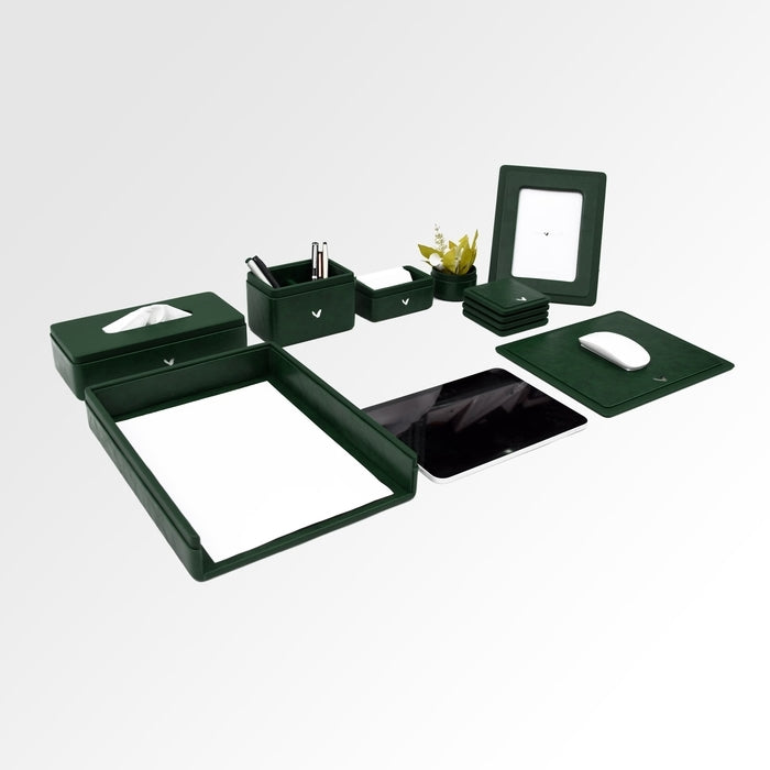 Executive Leather Desk Organizer Set