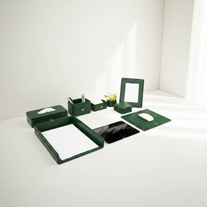 Executive Leather Desk Organizer Set
