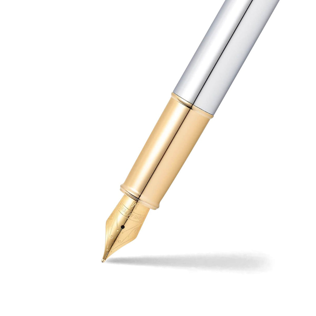 Sheaffer 100 Fountain Pen — Bright Chrome (Medium)